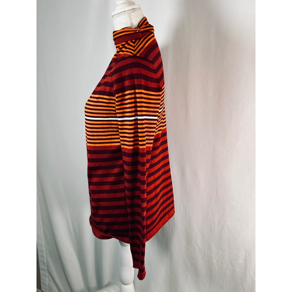 Duluth Trading Co Womens Medium Coolmax Striped Mock Neck Long Sleeve Top Orange - Picture 5 of 9